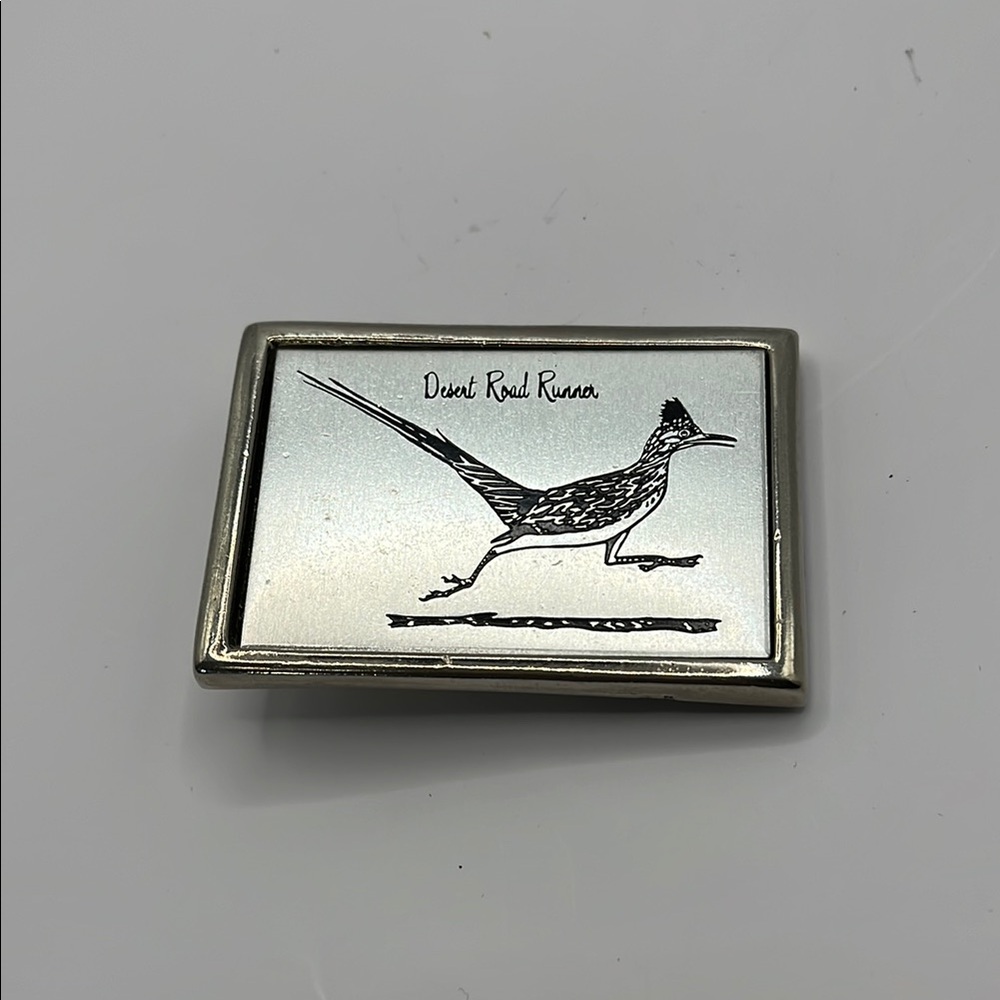 Silver Desert Road Runner Belt Buckle